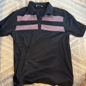 Travis Mathew Men’s Black Golf Polo Red Stripes - Large L Like New